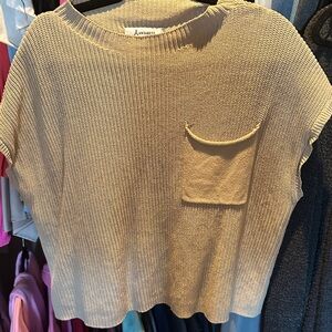Anrabess Beige Knit Top with Pocket